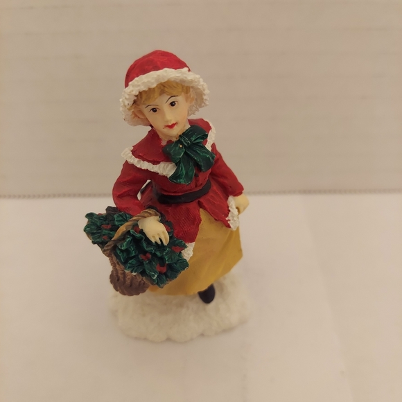Mervyn's Village Square 1995 Girl Woth Basket Of Holly - Picture 1 of 7
